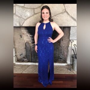 Morgan & Co. Royal Blue Sequin Prom Dress
